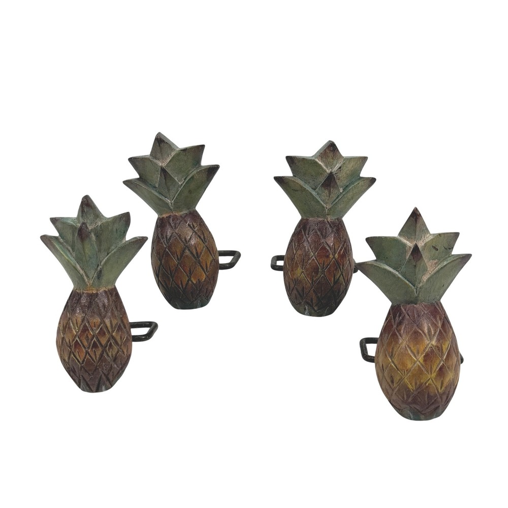 Vintage Pineapple Napkin Rings Set of 4 Tropical Table Decor Coastal Nautical
